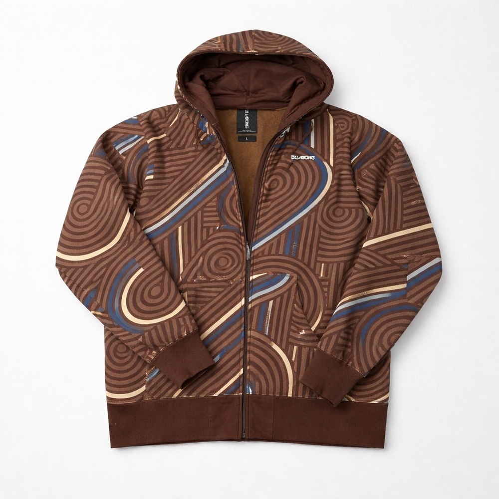 Billabong Brown and Blue Zip-Up Sweater